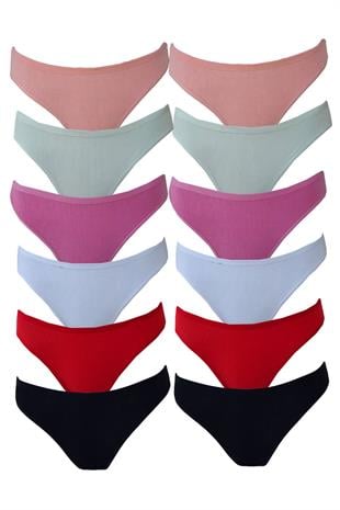 Tutku 12li Kadın Kaşkorse Bayan Külot Pamuklu Renkli Bikini 