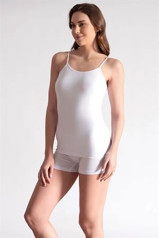 Tutku 6 lı Kadın Ribana İp Askılı Atlet Beyaz