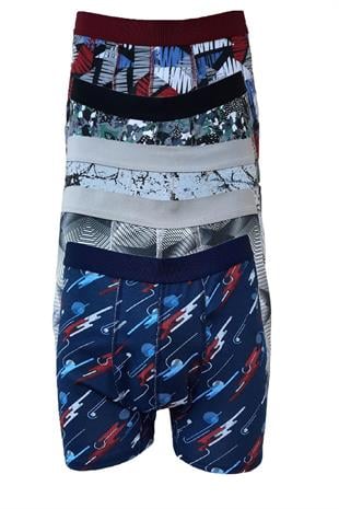 Tutku Erkek Boxer Desenli Likralı Pamuklu Boxer 5li Paket