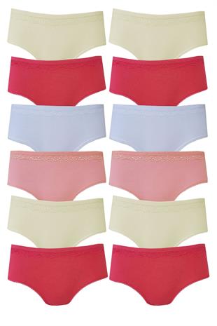 Tutku İç Giyim 12li Kız Çocuk Pınar Bato Pamuklu Slip Külot