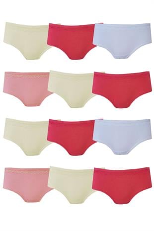 Tutku İç Giyim 12li Kız Çocuk Pınar Bato Pamuklu Slip Külot