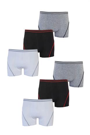 Tutku İç Giyim 6lı Erkek Çocuk Likralı Pamuklu Boxer İç Çamaşır