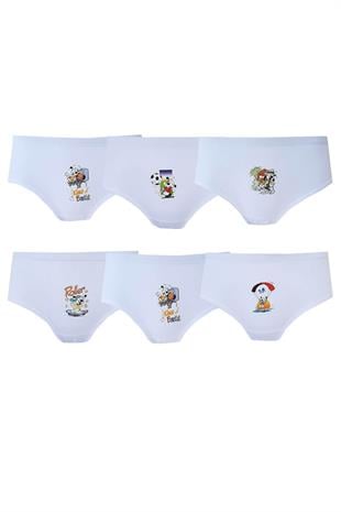 Tutku İç Giyim 6lı Kız Çocuk Baskılı Bato Pamuklu Slip Külot