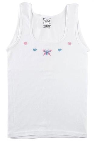 Tutku İç Giyim Geniş Askılı İşlemeli Kız Çocuk Atlet 3 Lü Paket