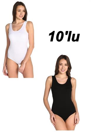 Tutku İç Giyim Kadın Geniş Askılı Kancalı ÇıtÇıtlı Body 10Lu Paket
