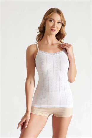 Tutku İç Giyim Kadın İp Askılı Jakarlı Bayan Atlet 6lı Paket