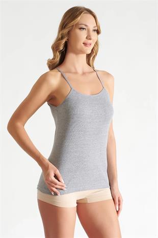 Tutku İç Giyim Kadın Ribana İp Askılı Atlet Renkli 6 Lı Paket Siyah / Gri  /Ten