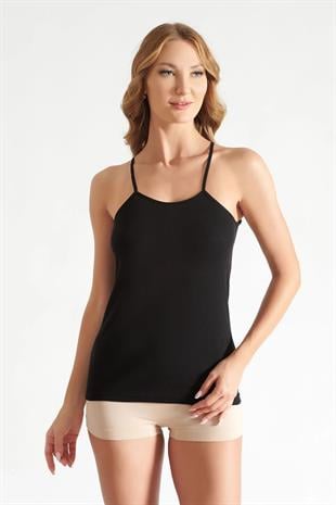 Tutku İç Giyim Kadın Ribana İp Askılı Atlet Renkli 6 Lı Paket Siyah / Gri  /Ten