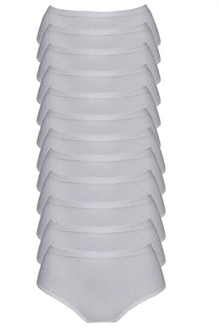 Tutku İç Giyim Kadın Yüksek Bel Bato Külot 12li Paket Rahat Form