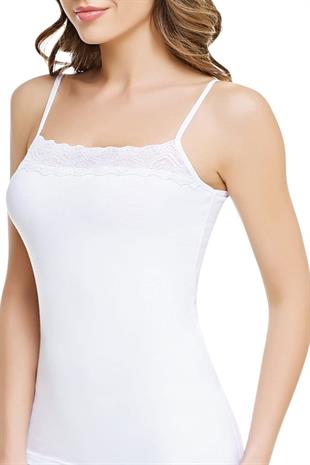 Tutku Kadın Elastan İnce Dantelli Atlet İp Askılı Pamuklu Estetik