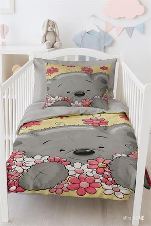 Yenidoğan Kız Bebek Nevresim Takımı 3D Pamuklu Flower