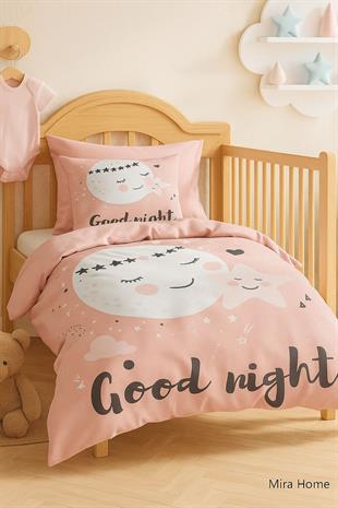 Yenidoğan Kız Bebek Nevresim Takımı 3D Pamuklu Good Night