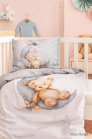 Yenidoğan Kız / Erkek Unisex Bebek Nevresim Takımı 3D Pamuklu Uykudaki Ayıcık