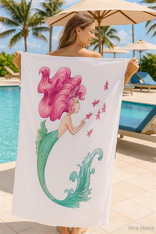 Yetişkin Unisex 70x140 Cm Yaz Desenli Plaj ,Deniz , Banyo Havlusu Ocean