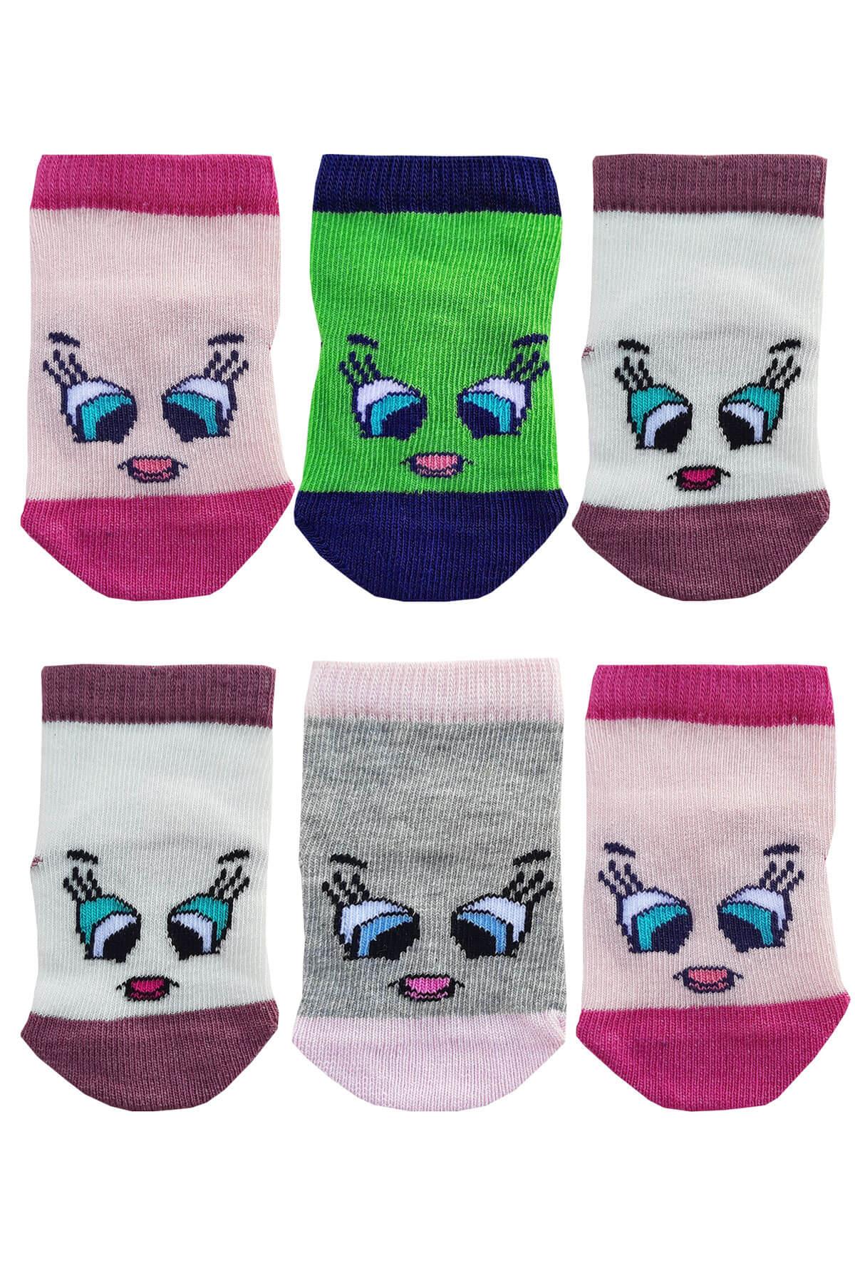 12li Kız Bebek Soket Çorap Renkli Desenli Eğlenceli - Hepsine Rakip