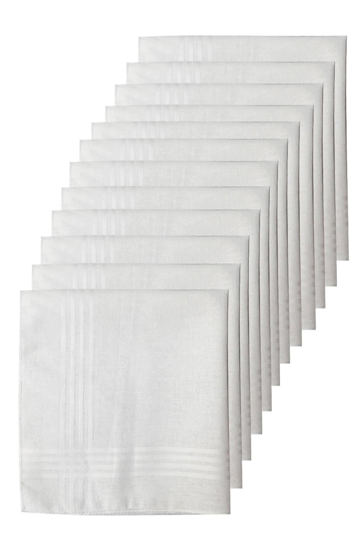 12li Paket Klasik Cep Hediyelik Bayram Mendili %100 Pamuklu 30x30 Cm