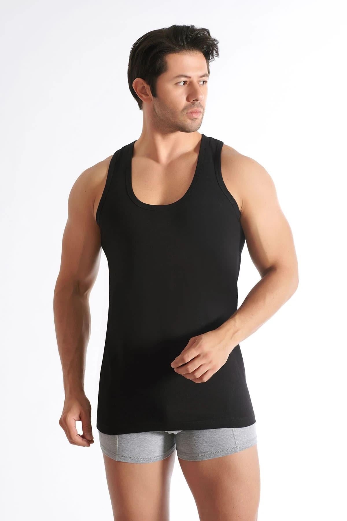 12li Seher Erkek Penye Klasik Askılı Renkli Atlet Siyah Mavi Haki Gri