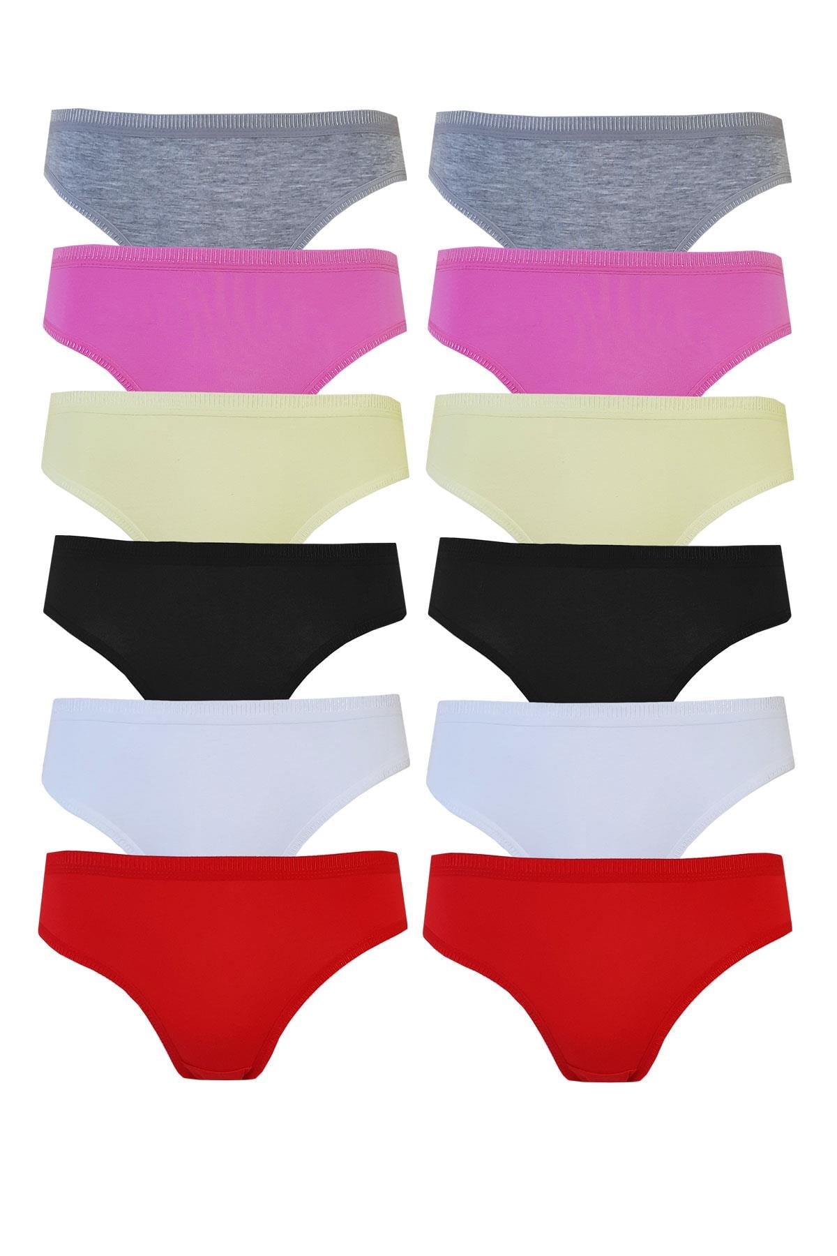 12li Tutku Kadın Bikini Külot Pamuklu Renkli İç Çamaşırı Nevra