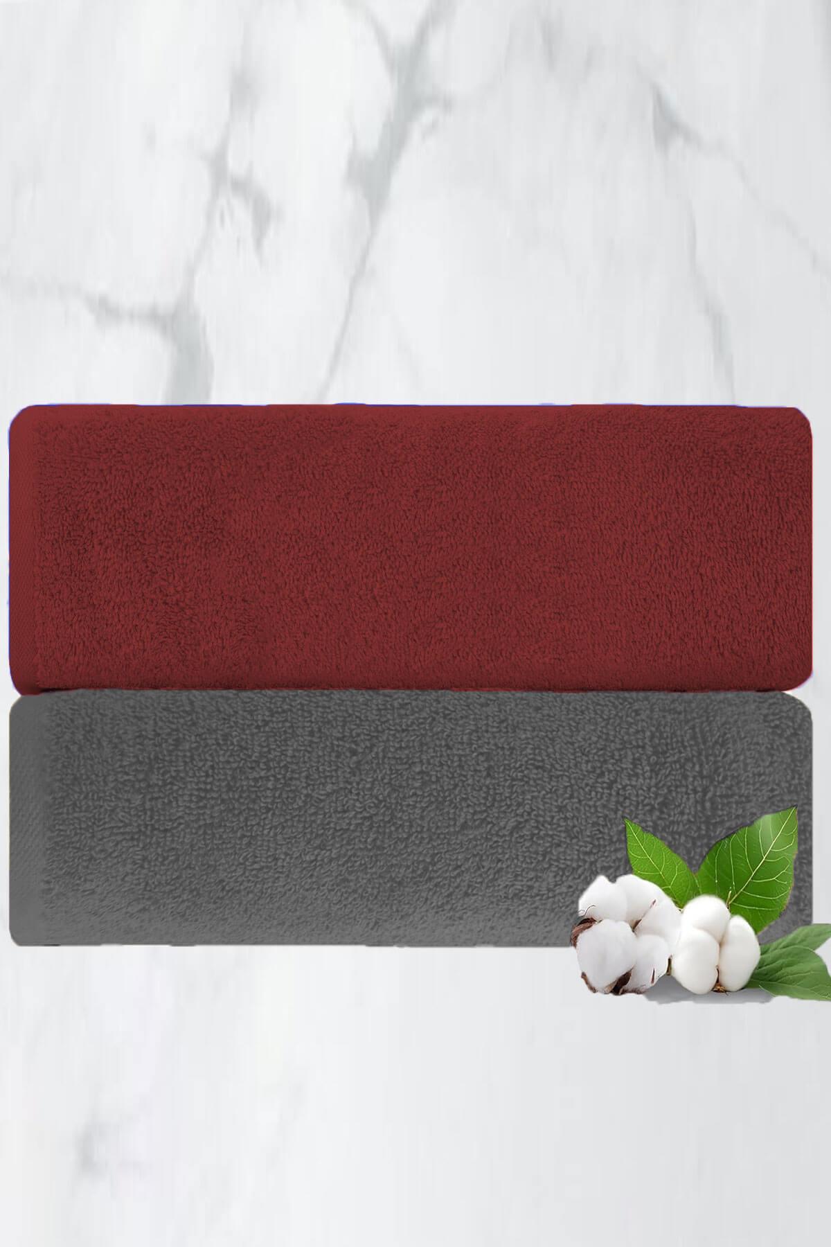 2 li Lüks El Yüz Havlu Seti 50x90 Cm %100 Pamuklu Gramajlı Grinja