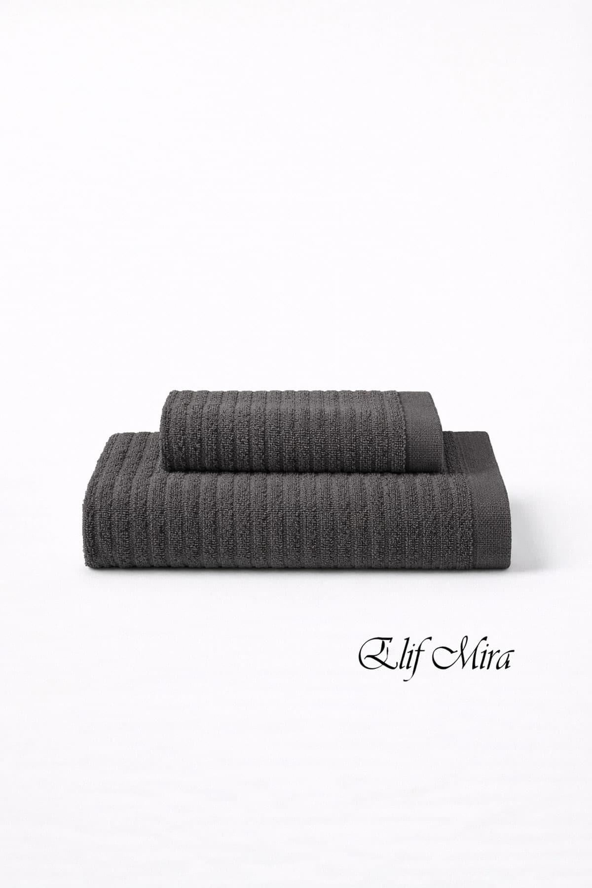 2 Parça Banyo Havlusu Seti Pamuklu Şeyma 70x140 + 50x85 Cm