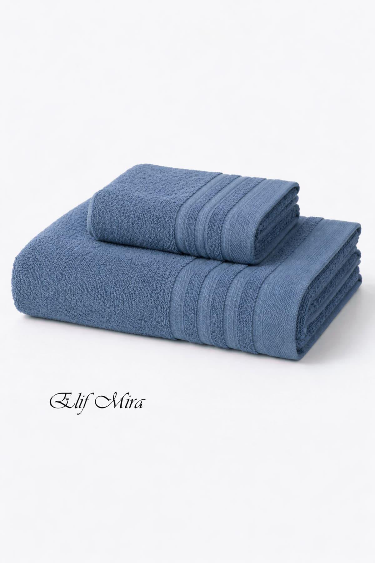 2 Parça Banyo Havlusu Seti Pamuklu Sude 70x140 + 50x85 Cm