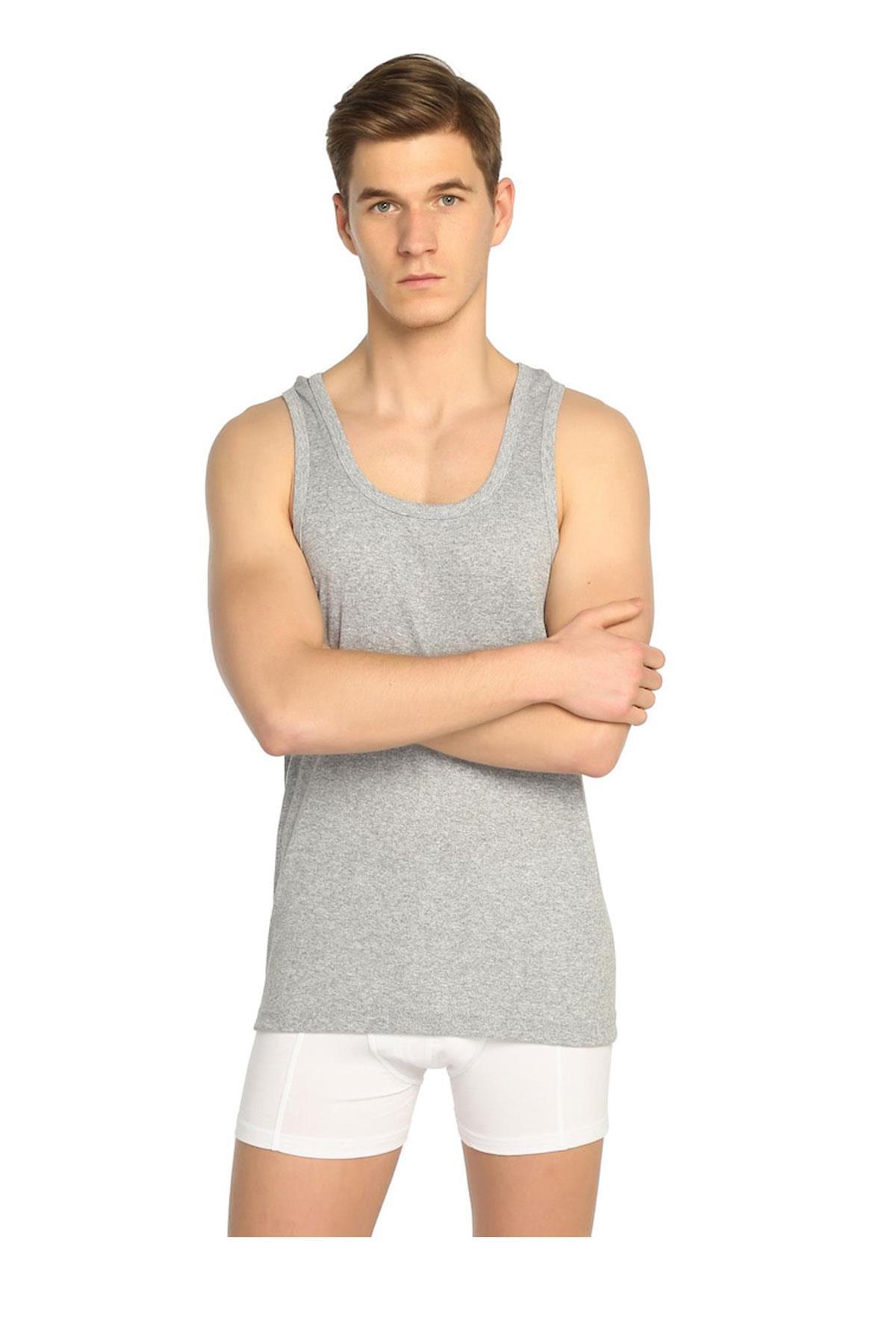3 lü Seher Erkek Pamuklu Spor Atlet Siyah Beyaz Gri Rambo Erkek Atlet