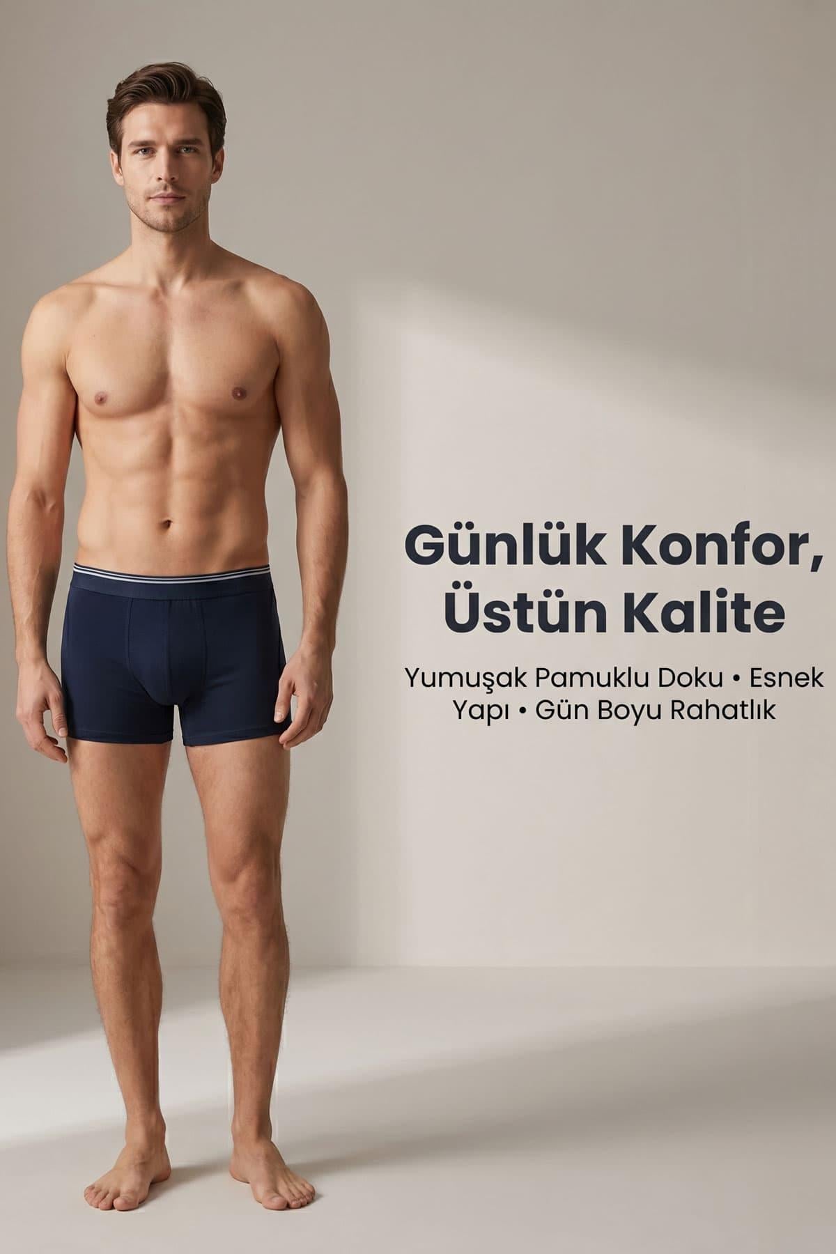 3'lü Berrak İç Giyim 1097 Erkek Pamuklu Likralı Boxer