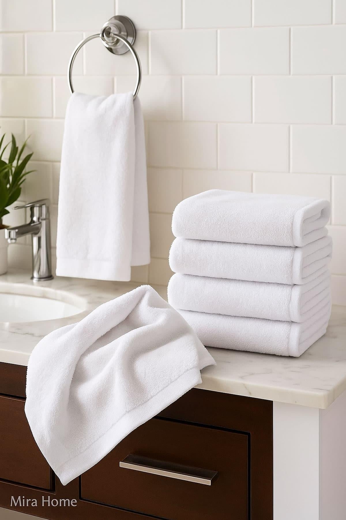 4 Adet Pamuklu El Yüz Havlusu Seti - Desensiz Soft Dokulu 50x90 cm