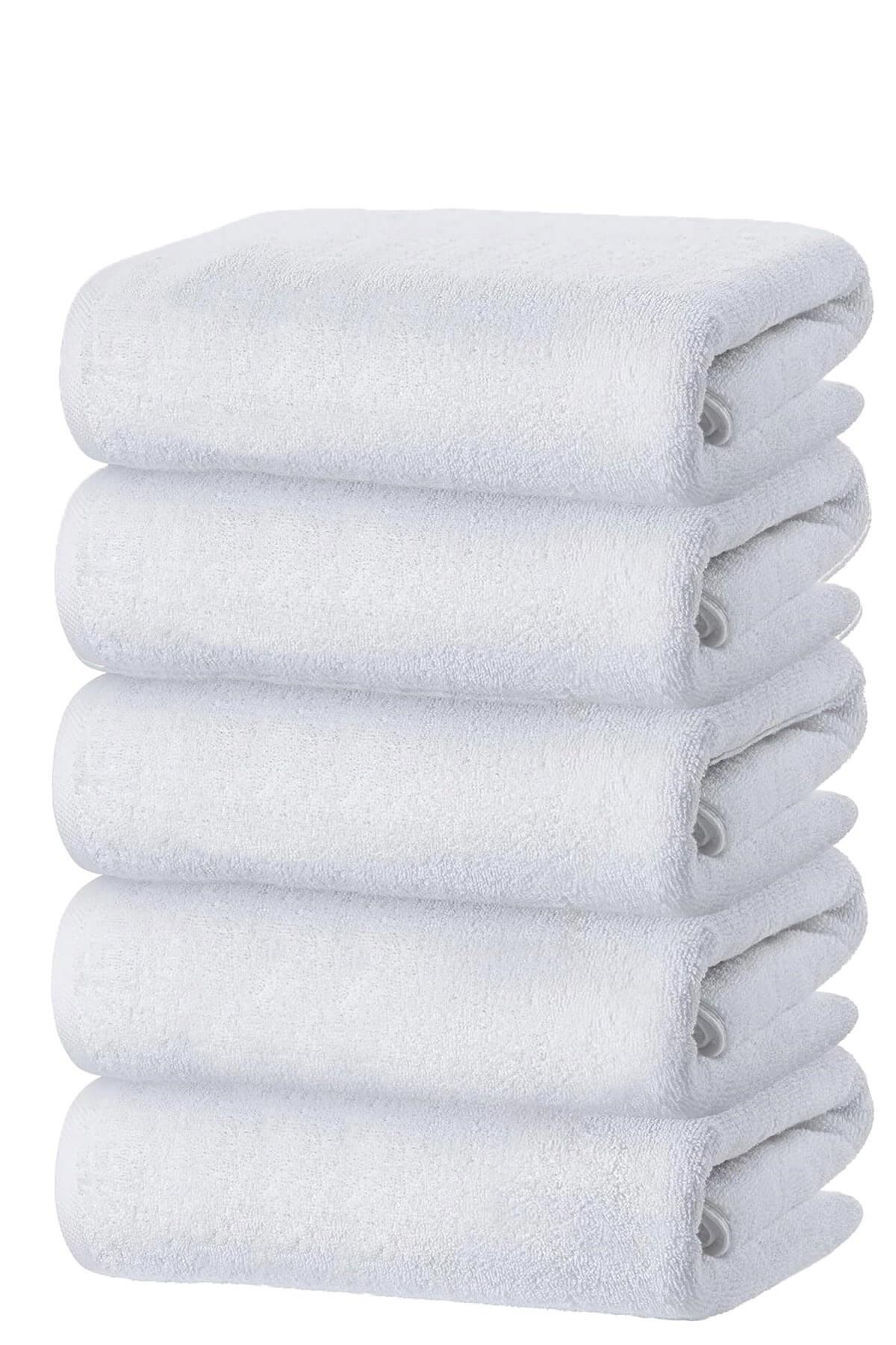 5 li El Yüz Otel Havlusu 50x90 Cm Beyaz 20/2 Ring 300 Gr