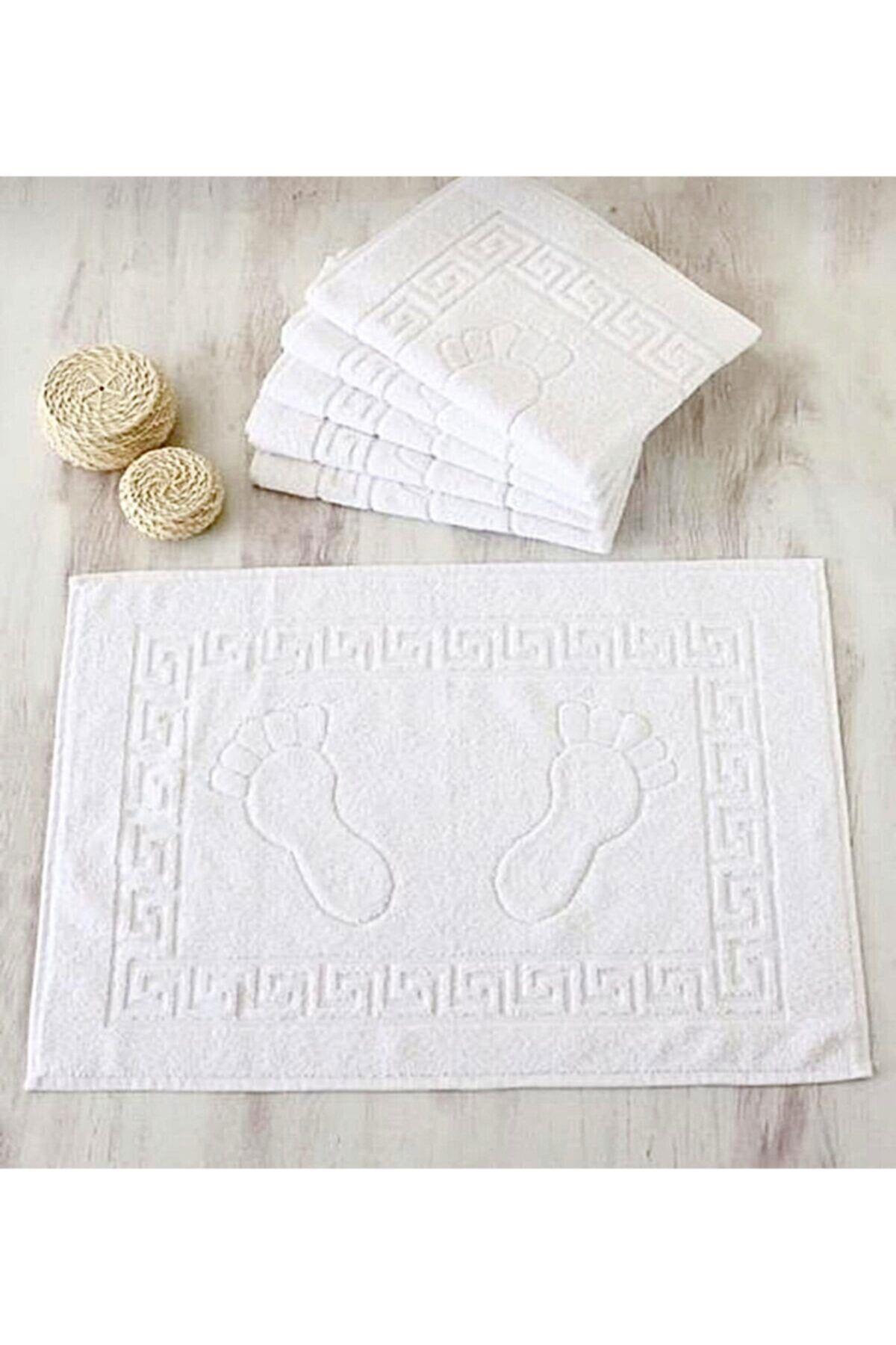 6 lı Ayak İzli Banyo Paspas Pamuklu Ayak Havlusu 50x70 Cm