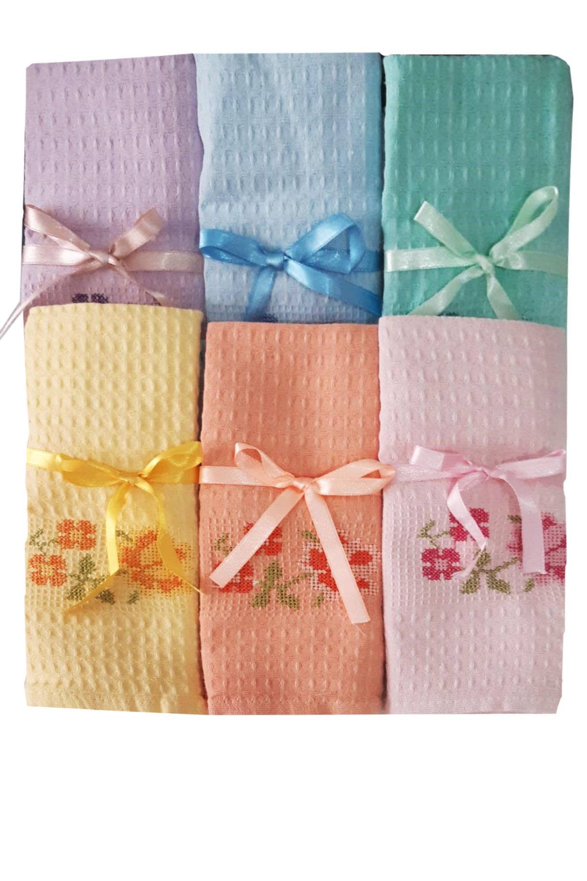 6 lı Mutfak Kurulama Peçetesi Kanaviçe Nakışlı 45X60 Cm