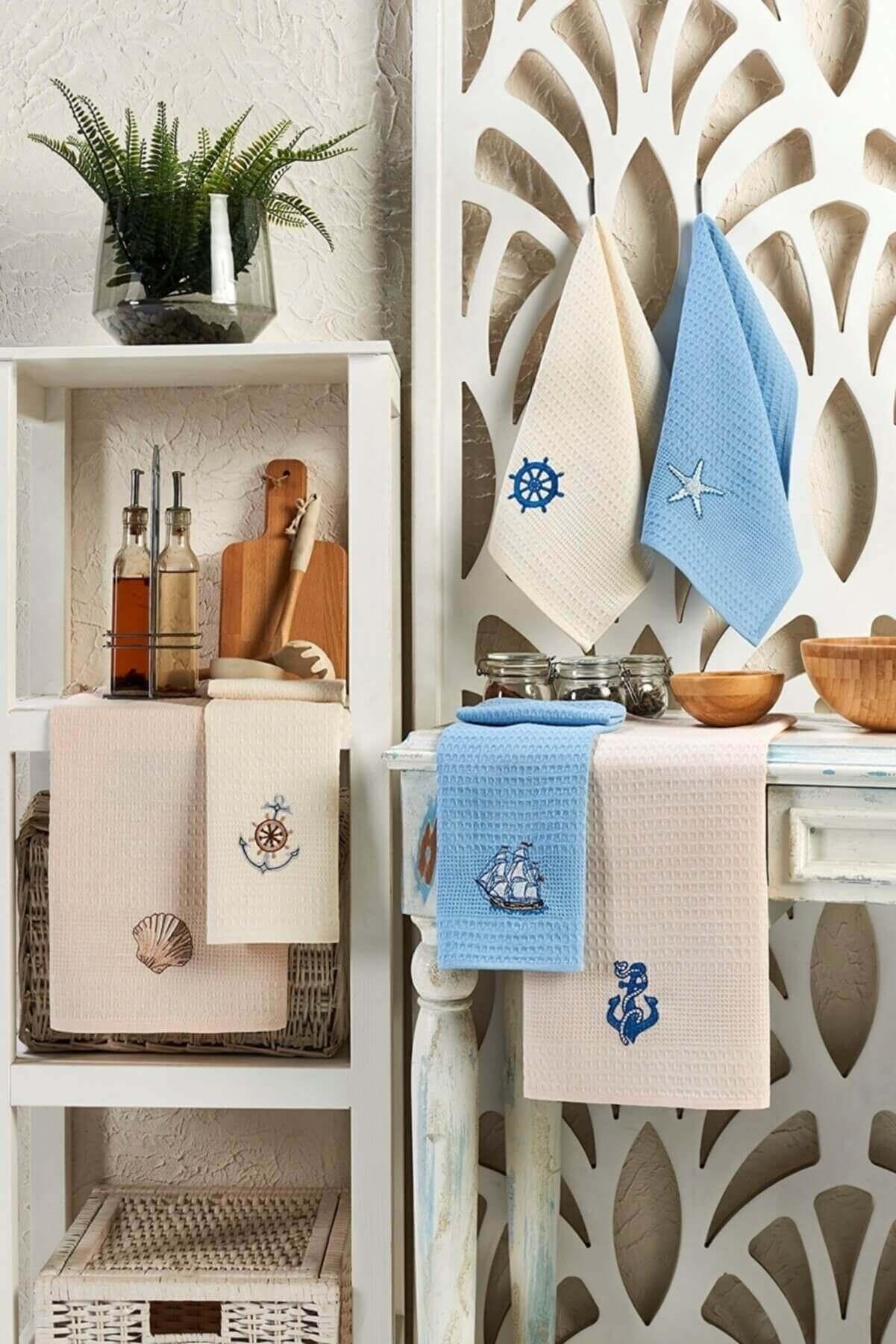 6 Parça Mutfak Kurulama Bezi 30 X 50 Cm Deniz