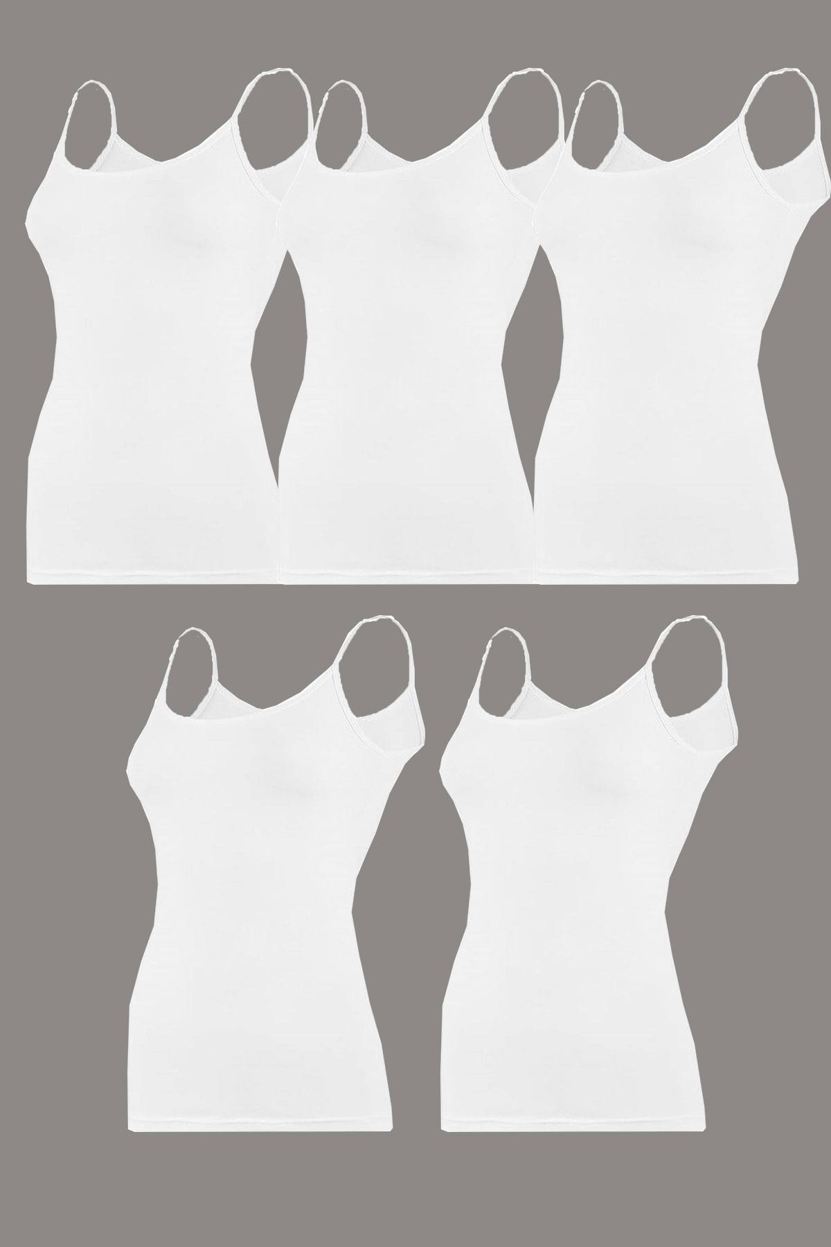 6lı Kadın İp Askılı Atlet Biyeli Düz Esnek Rahat Kaliteli 