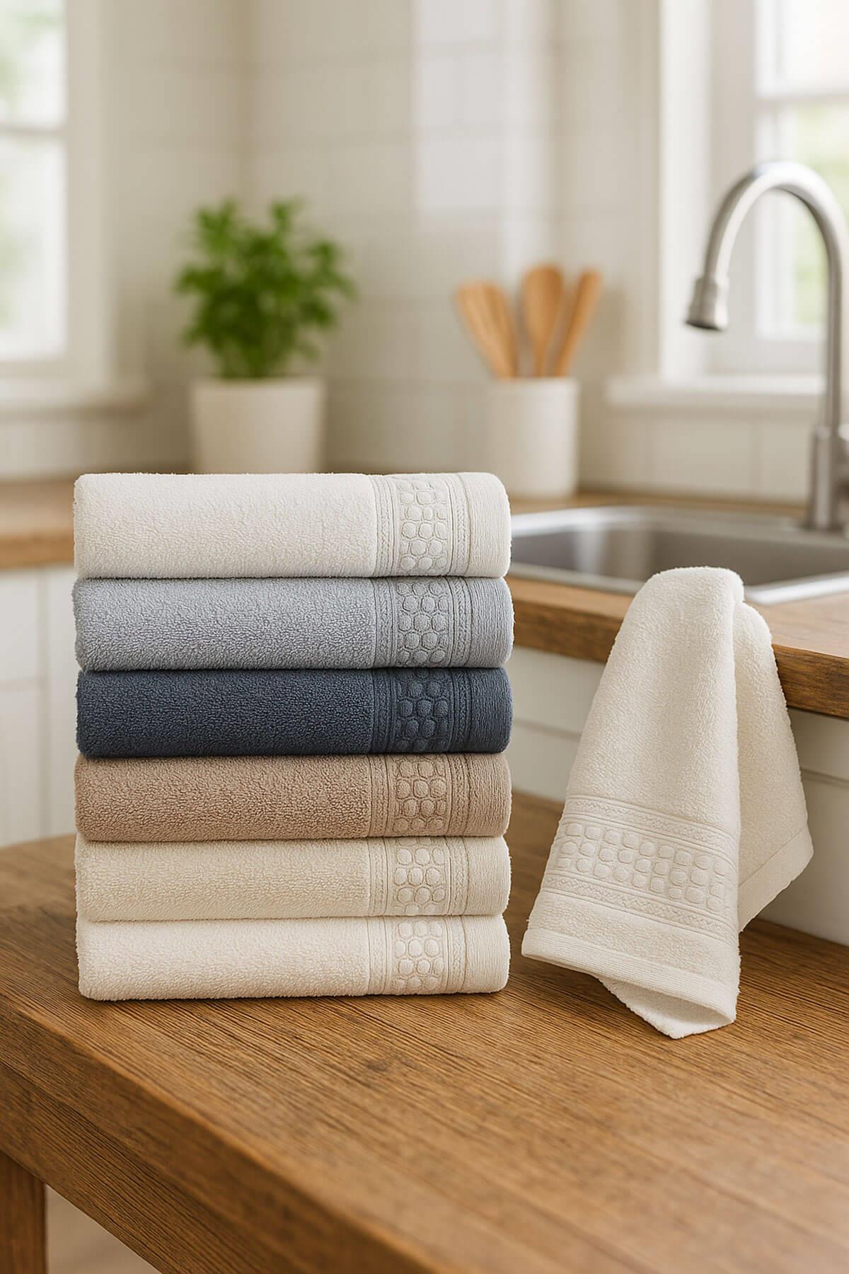 6'lı Mutfak Havlusu Seti 30x50 cm %100 Pamuklu Nostalji