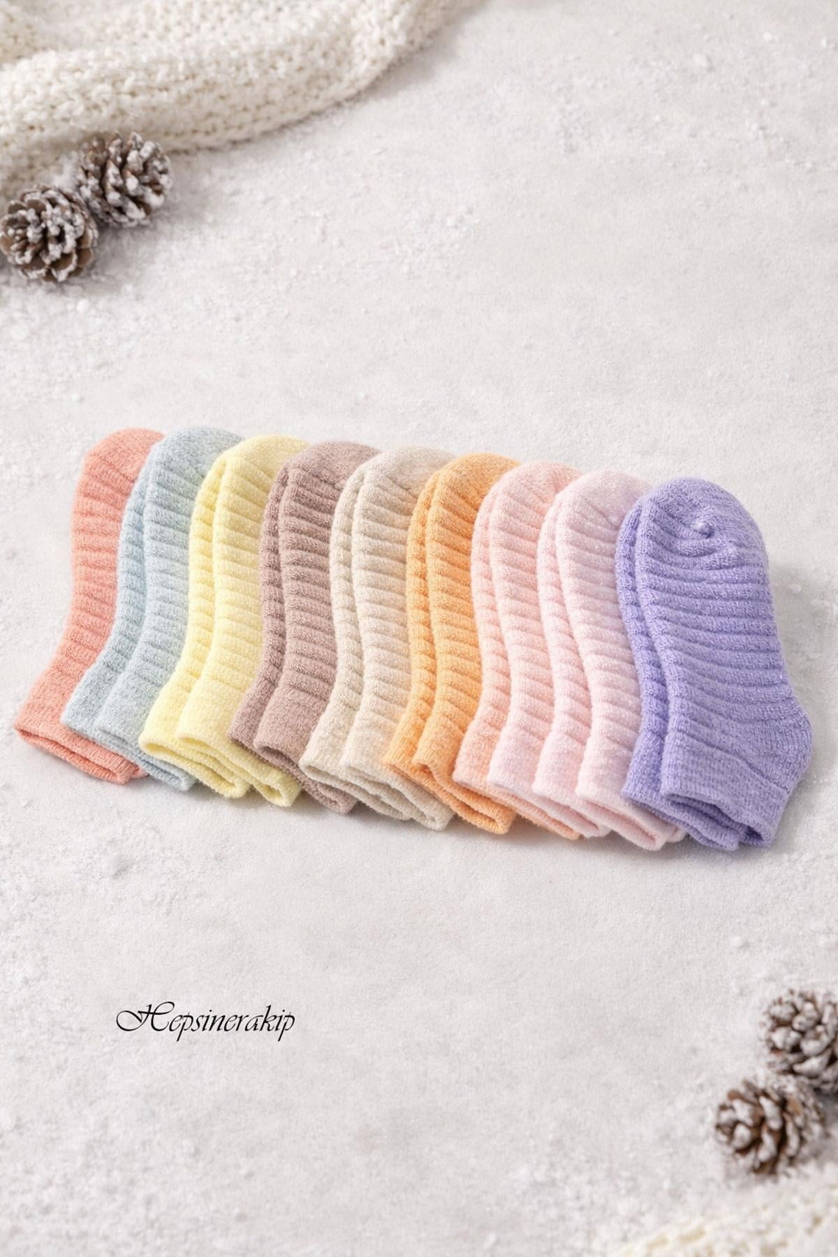 8li Kadın Unisex Ters Havlu Çorap Kısa Patik Kışlık Pamuklu Yumuşak