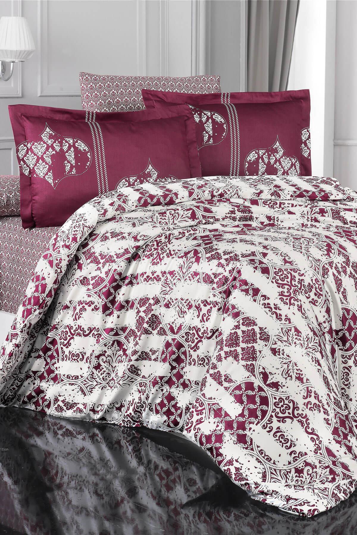 Altınbaşak Alchera Fuşya Çift Kişilik Pamuk Saten Nevresim Takımı