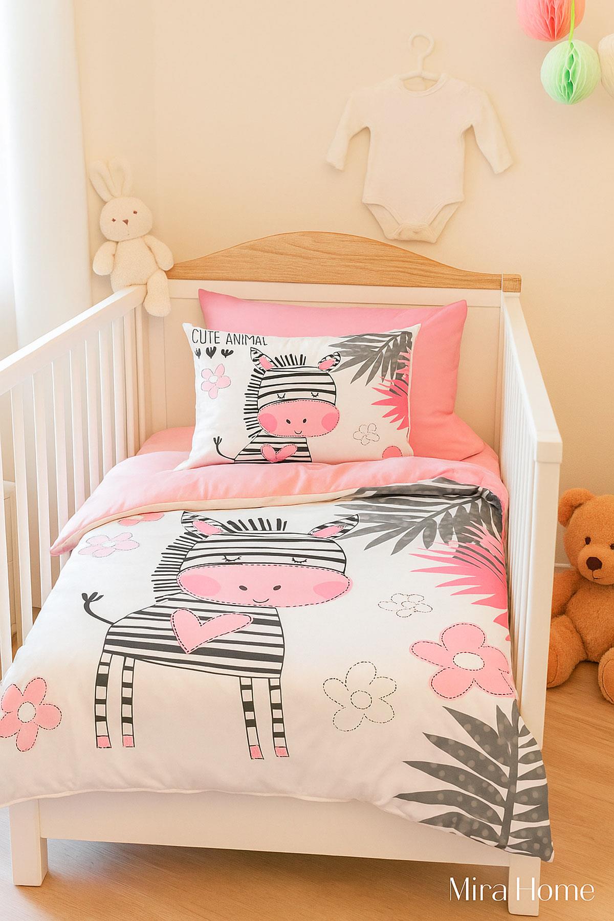 Dijital Baskılı 3d Pamuklu Yenidoğan Bebek Nevresim Takımı Baby Zebra