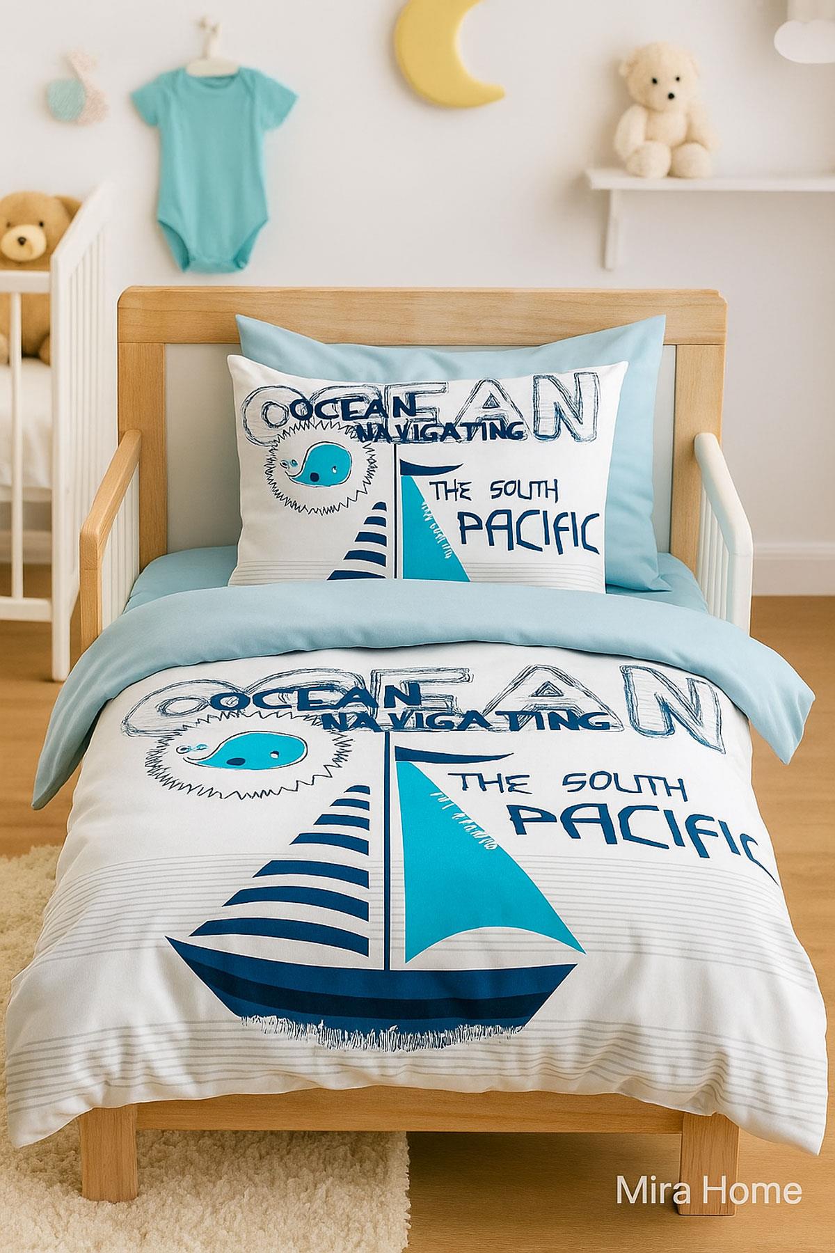 Dijital Baskılı 3d Pamuklu Yenidoğan Bebek Nevresim Takımı South Pasific