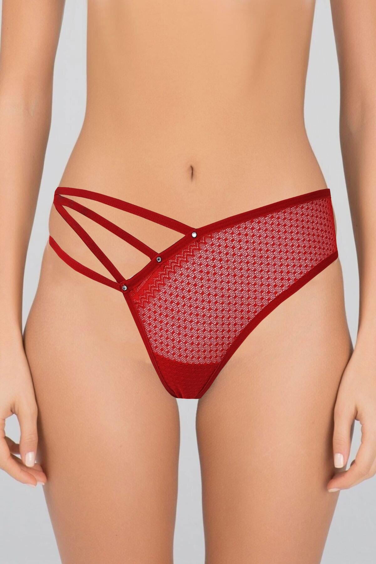 Kadın Dantel Detaylı Transparan Tanga String Külot