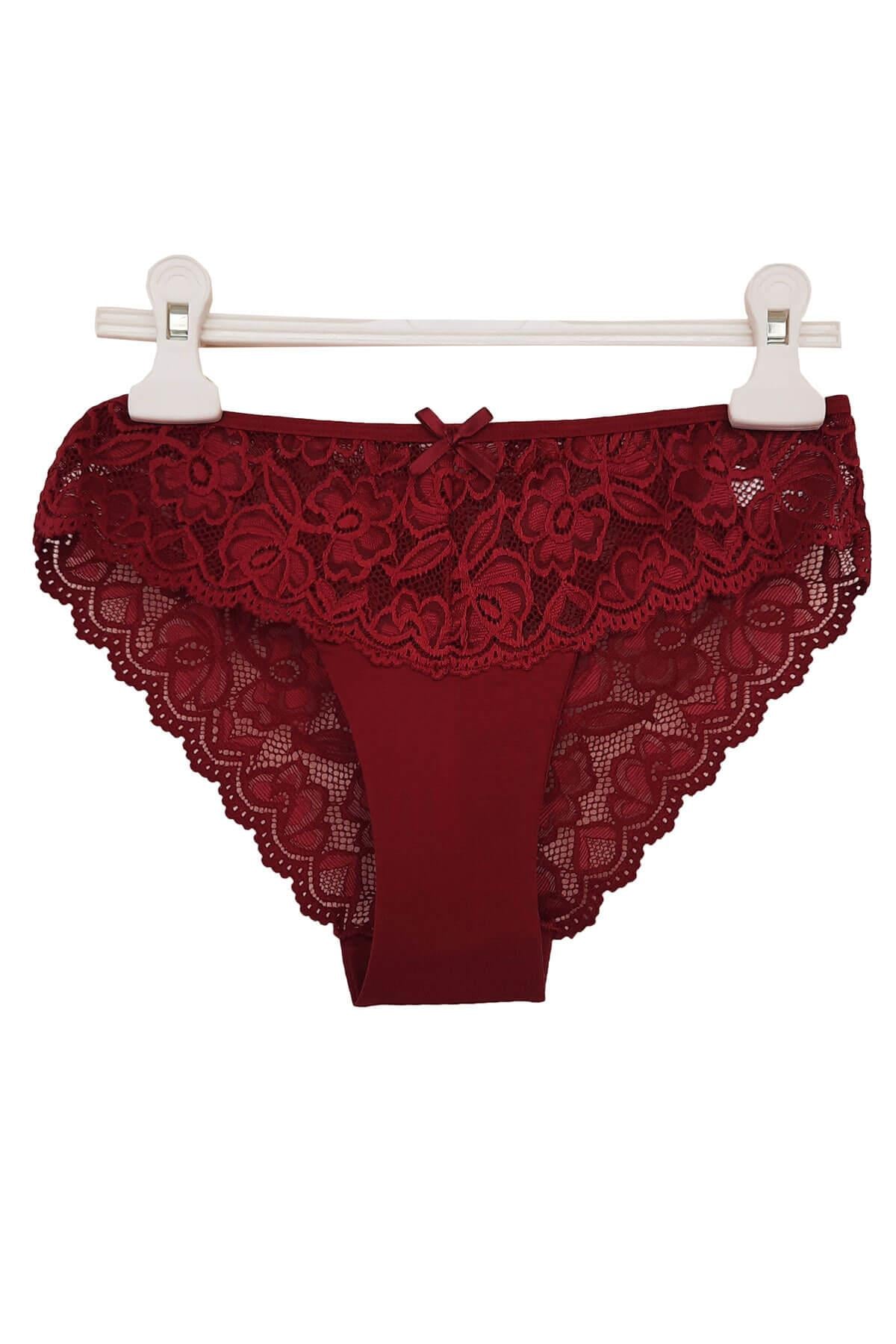 Kadın Dantel Külot Pamuklu Renkli Güpürlü Bikini 