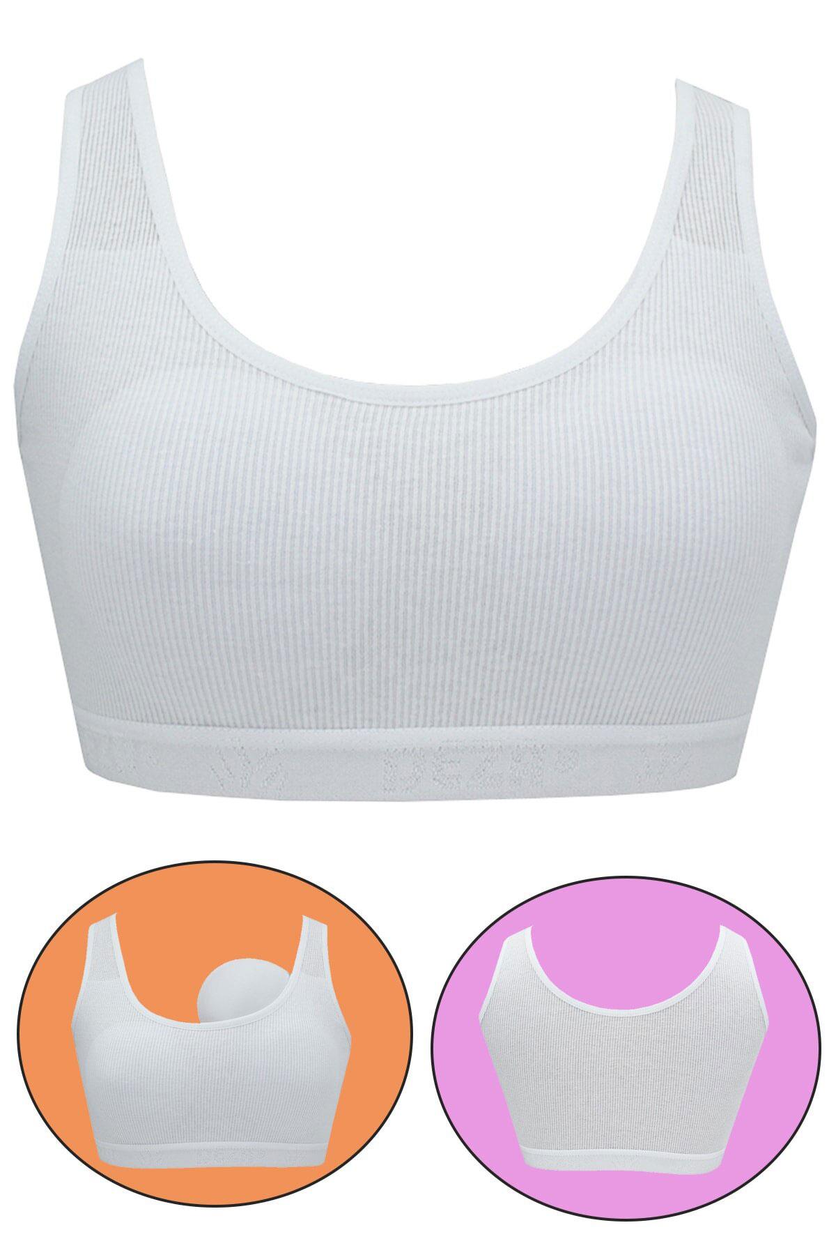 Kadın Geniş Askılı Büyük Beden Büstiyer Sporcu Pedli Sütyen Penye