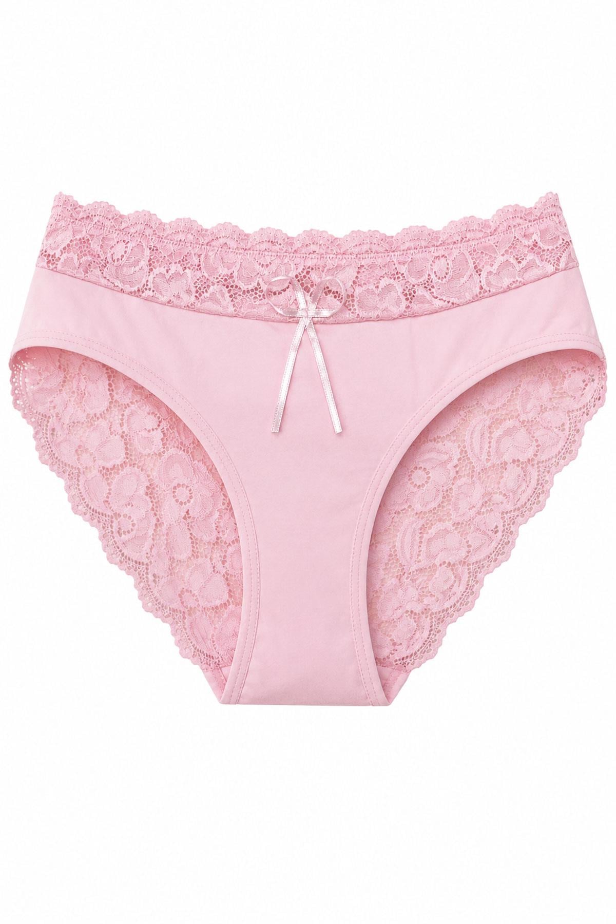 Kadın Pamuklu Renkli Güpürlü Dantel Bikini Külot (Yumuşak Doku)