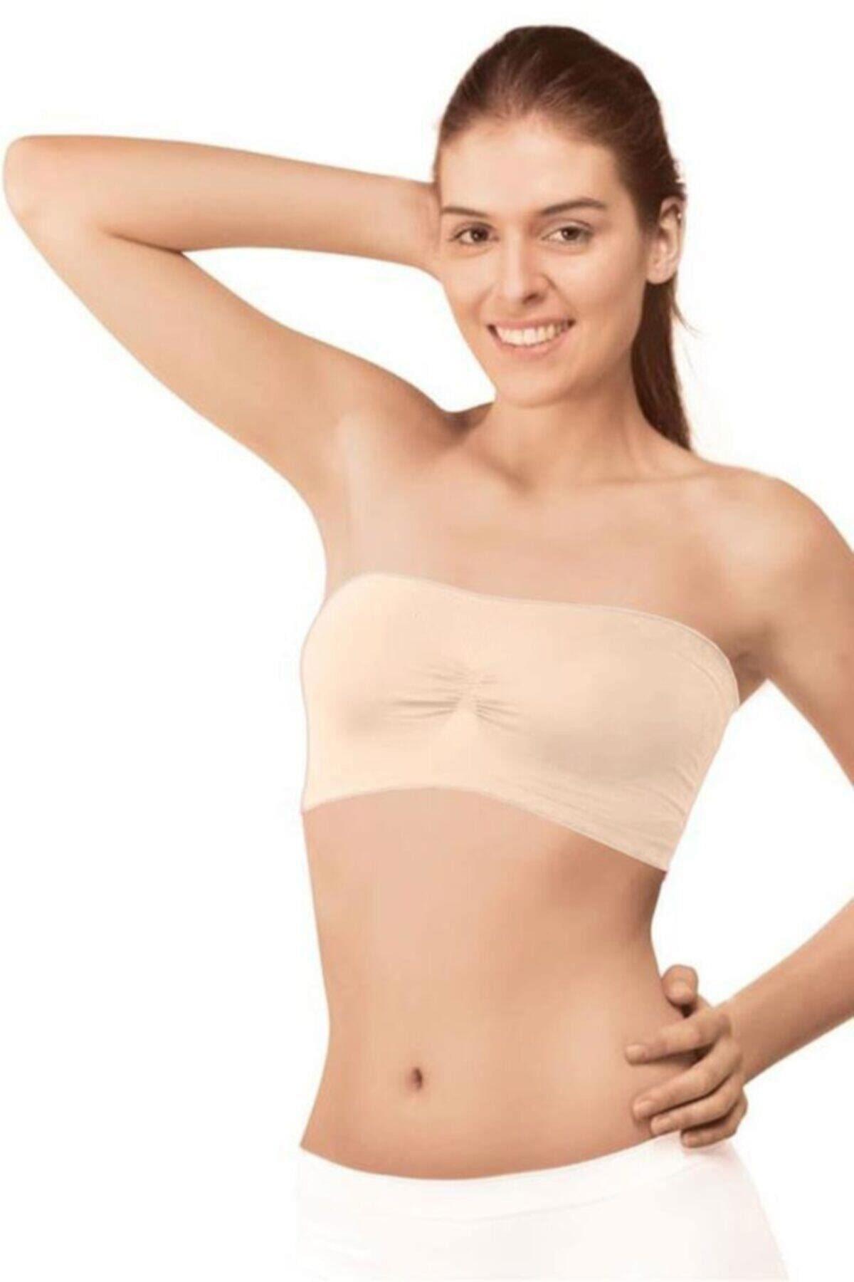 Kadın Straplez Askısız Micro Destekli Dikişsiz Bayan Atlet Pedli