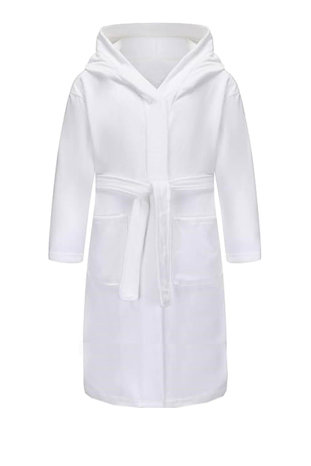 Kapüşonlu %100 Pamuklu Unisex Çocuk Banyo Bornozu 11-14 Yaş