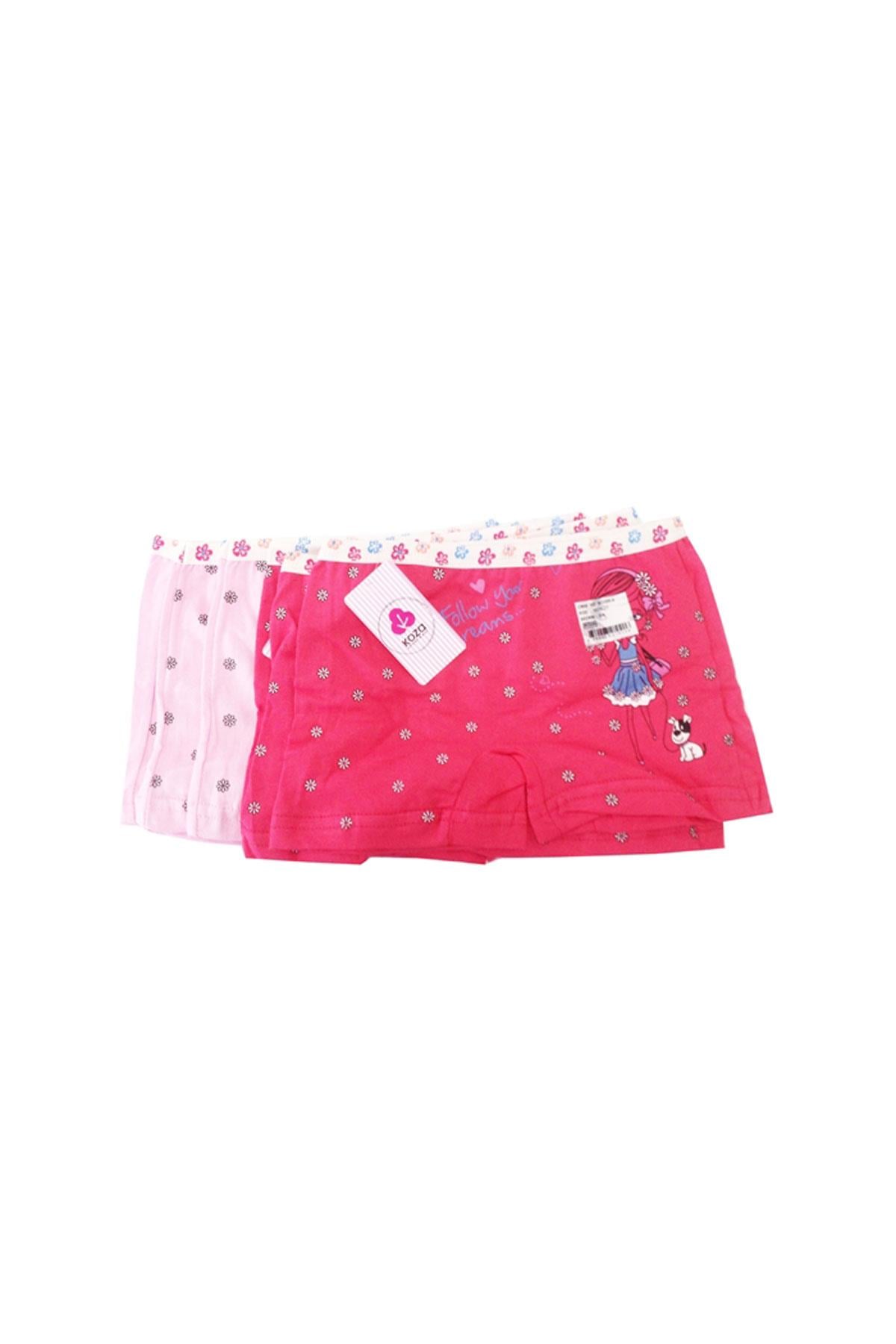 Koza Kız Çocuk Renkli Desenli Baskılı Boxer Külot 10 lu Paket
