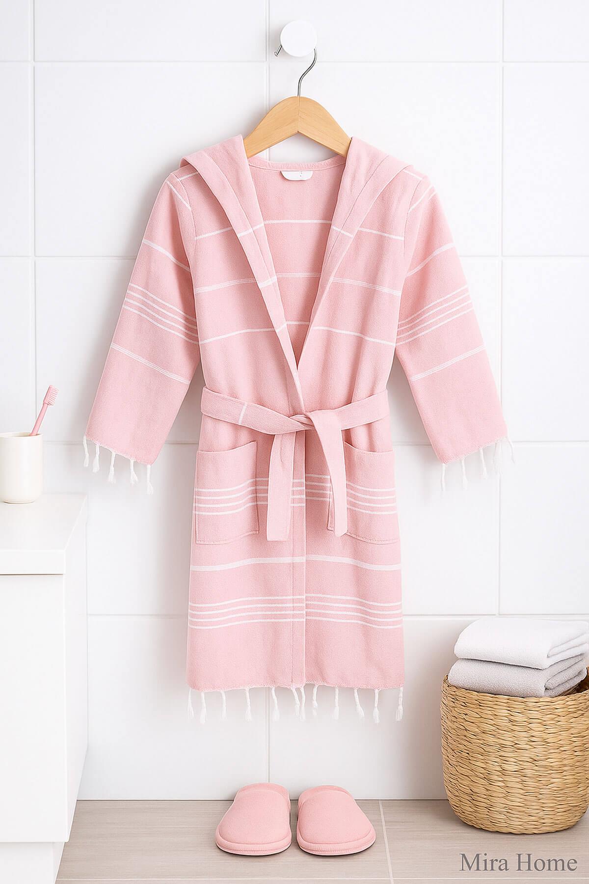 Mira Home Kapşonlu Çocuk Peştemal Bornoz %100 Pamuk