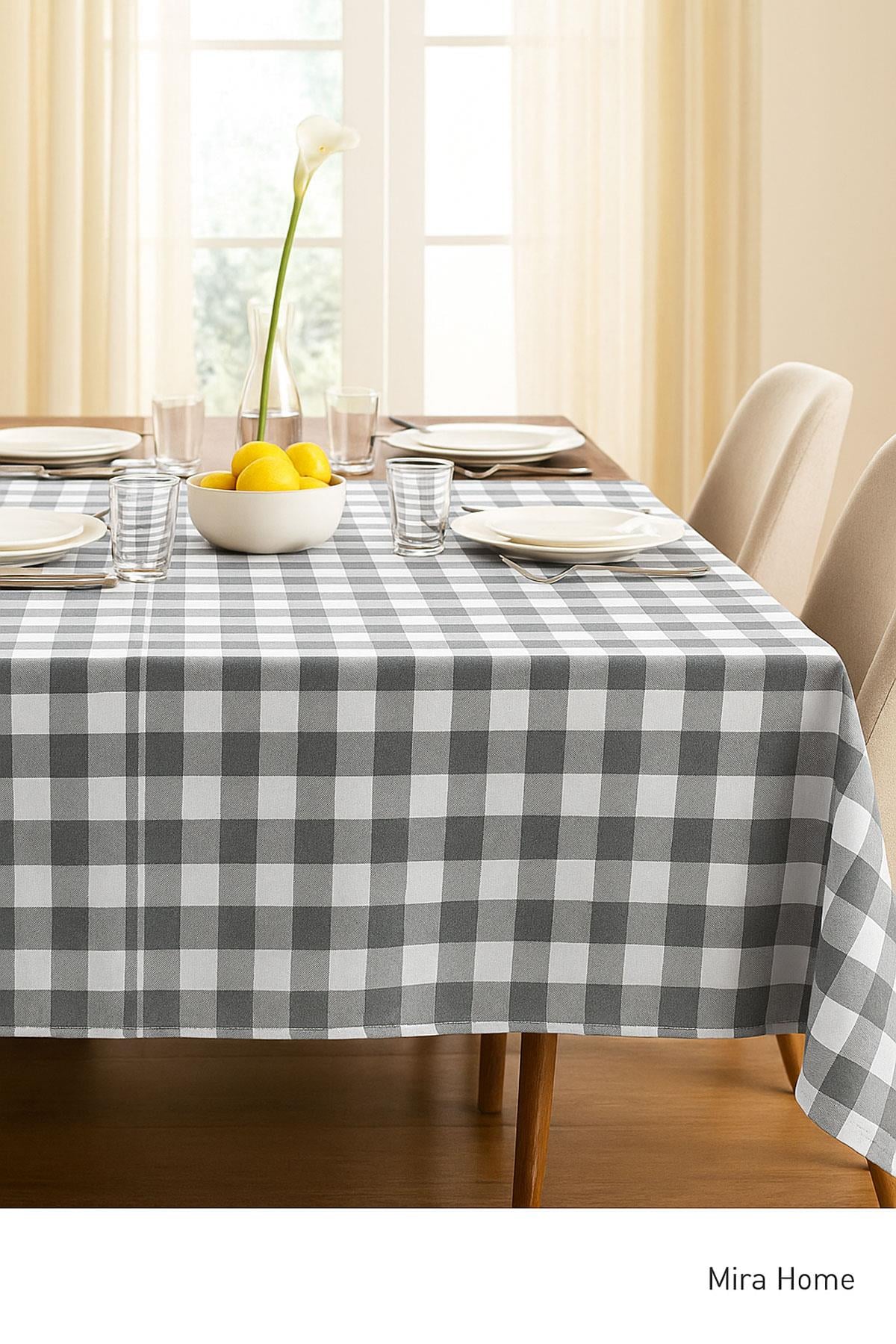 Mira Home Kareli Masa Örtüsü Sofra Bezi 160X220 Cm Rustik