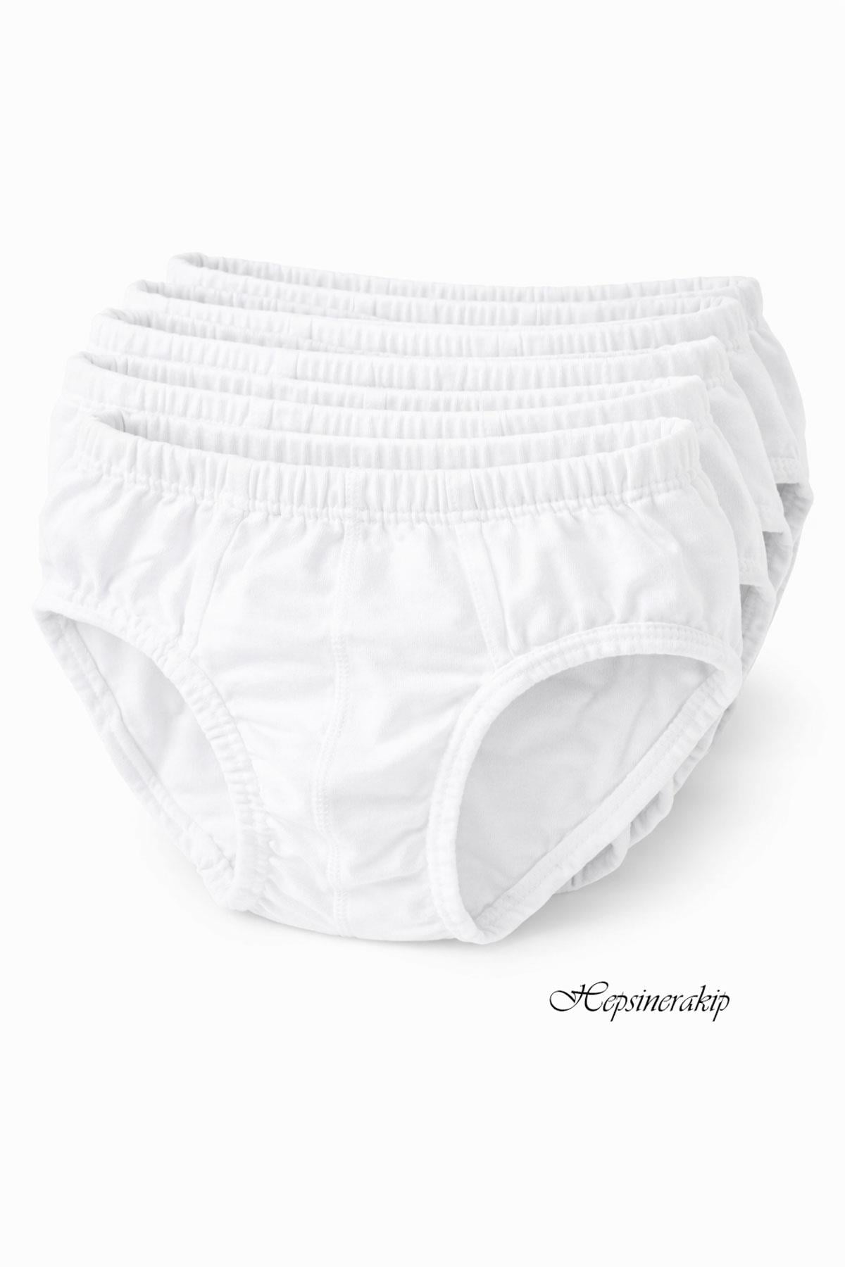 Seher Yıldızı Erkek Çocuk Beyaz Slip Külot 6'lı Paket %100 Pamuk SEC0037