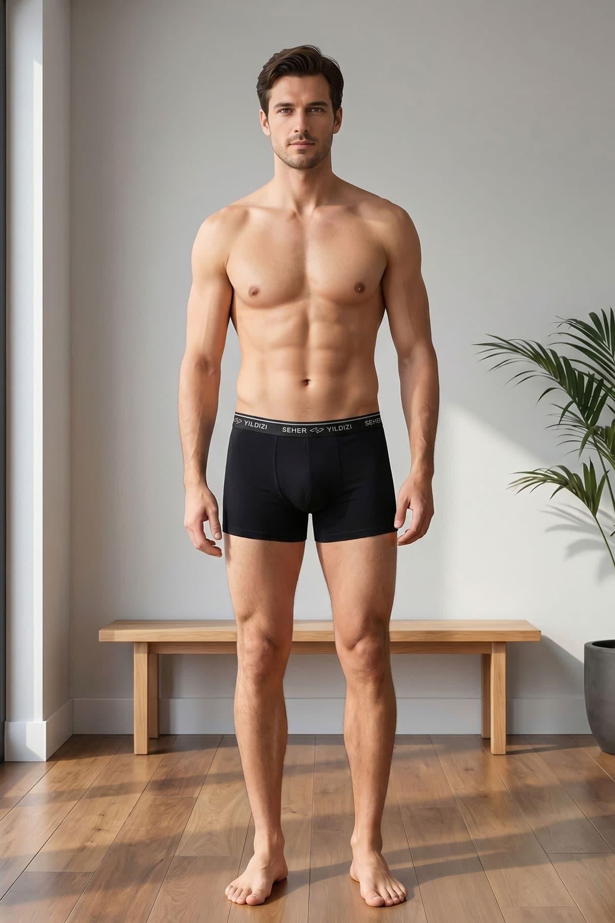 Seher Yıldızı Erkek Pamuklu Likralı Boxer 6 Lı Paket