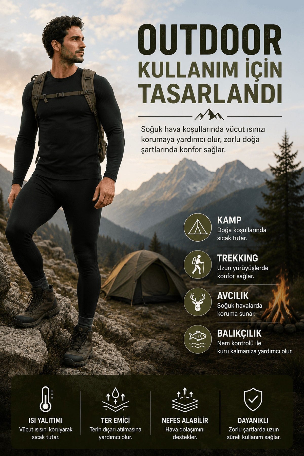 Thermal Erkek Termal İçlik Takımı Fanila Termal Tayt Expedition
